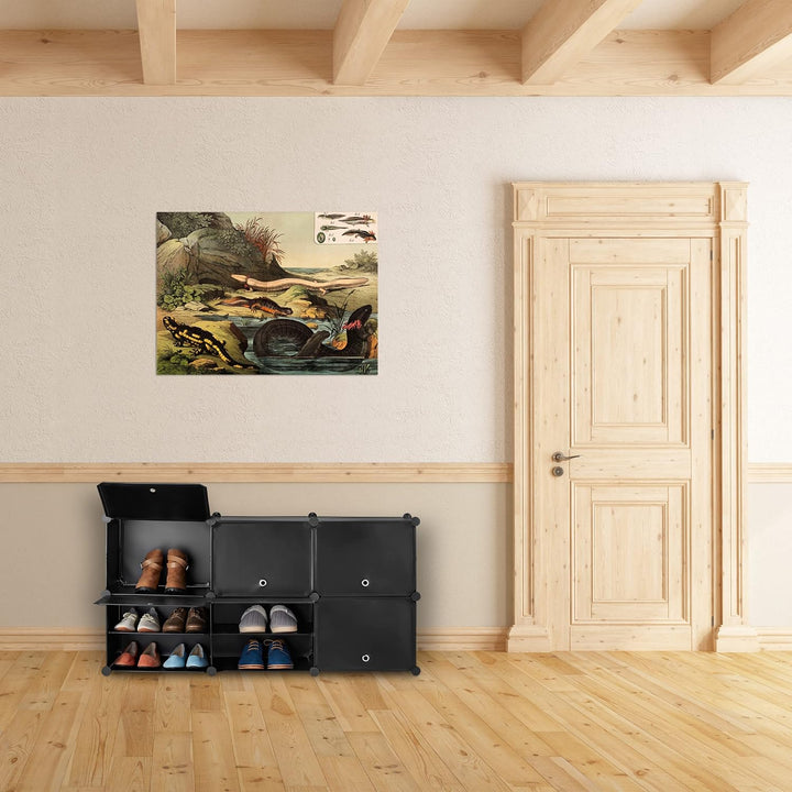Relaxdays Schuhschrank, Steckschrank mit Türen, HxBxT: 95 x 85 x 31,5 cm, 12 Fächer, Regalsystem aus