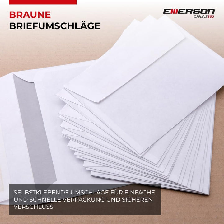 Emerson 250x Versandtasche Weiss DIN C4 229 x 324 mm 90g grosser Briefumschlag a4 ohne Fenster haftk