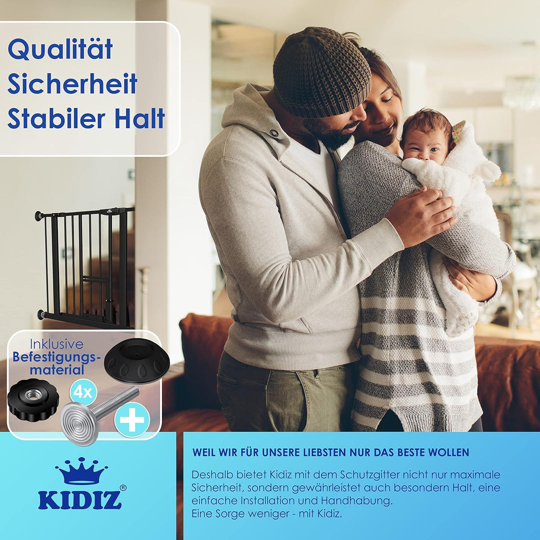 KIDIZ® Türschutzgitter Absperrgitter Treppengitter Kindergitter | mit Türe für Hunde und Katzen, Hau