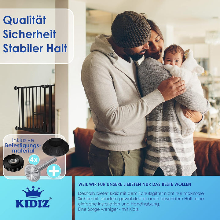 KIDIZ® Türschutzgitter Absperrgitter Treppengitter Kindergitter | mit Türe für Hunde und Katzen, Hau