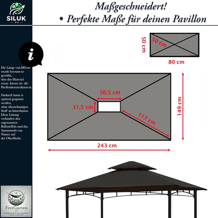 freigarten.de Ersatzdach für Pavillon Grill 2.4[m] x 1.5[m] Meter Sand Antik Pavillon Wasserdicht Ma