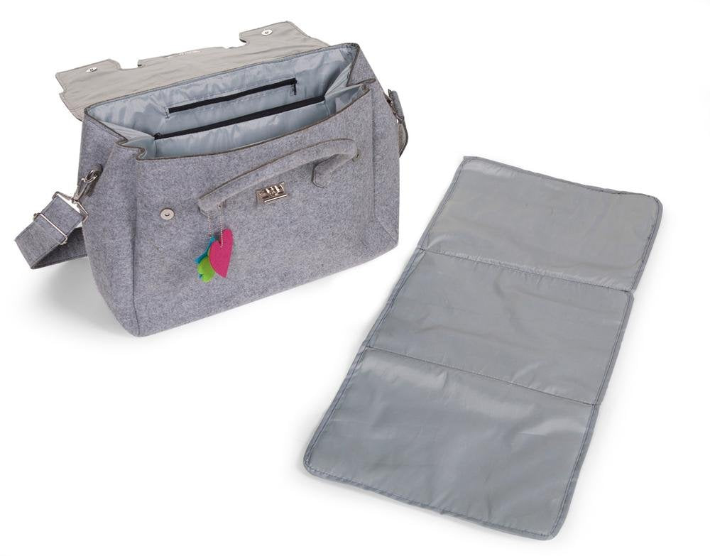 CHILDHOME Filz Wickeltasche Grau mit Wickelmatte CCFNB