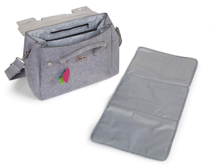 CHILDHOME Filz Wickeltasche Grau mit Wickelmatte CCFNB