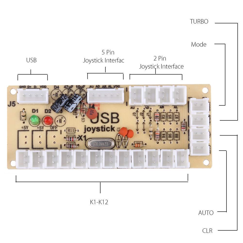 Hilitand Null Verzögerung Arcade-Spiel DIY Teile Kits 10 Tasten + PC-Spiele Schwarz Joystick + USB-E