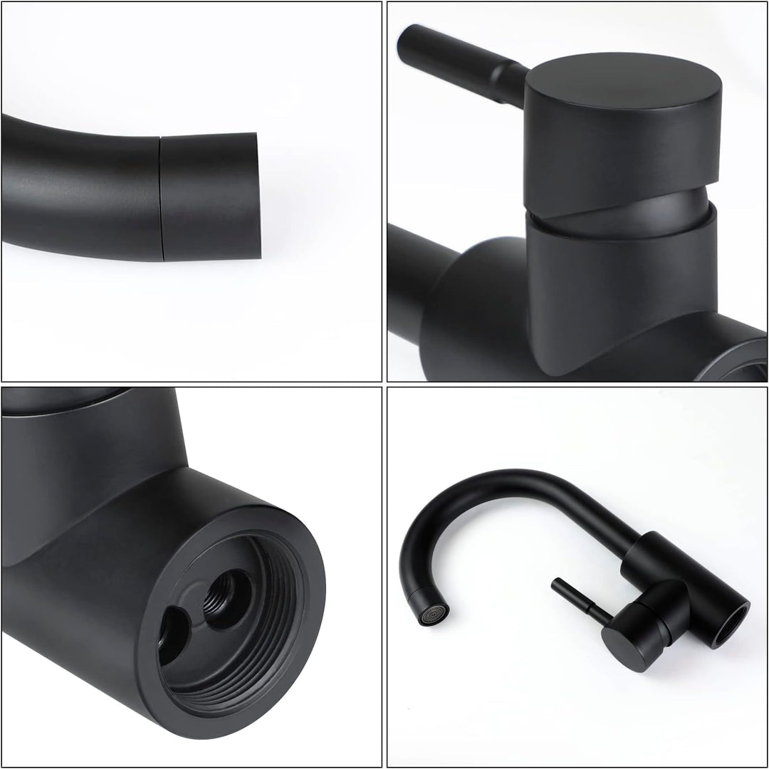 Wasserhahn Bad Waschtischarmatur Waschbecken - Armatur Schwarz Warm- und Kaltwasserhahn 360° Drehbar