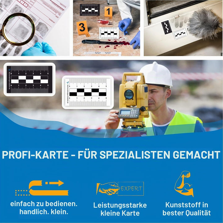 Sachverständigen-Zubehör® Tatort Massstab Lineal als [Detektiv Nivelliergerät] 2er Set Messlatte | P