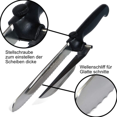 NOVA Brotmesser mit Abstandshalter für Brot, Wurst, Käse, Fleischkäse, aus rostfreiem Edelstahl gear