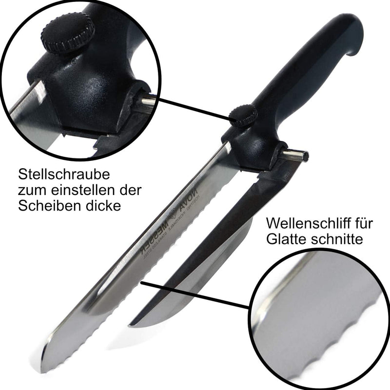 NOVA Brotmesser mit Abstandshalter für Brot, Wurst, Käse, Fleischkäse, aus rostfreiem Edelstahl gear