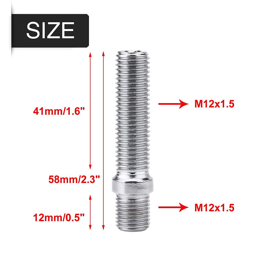 Wheels Stud, 20pcs 57mm Extended Wheels Stud Conversion Wheels Bolzen konvertierung 12x1,5 auf 12x1,