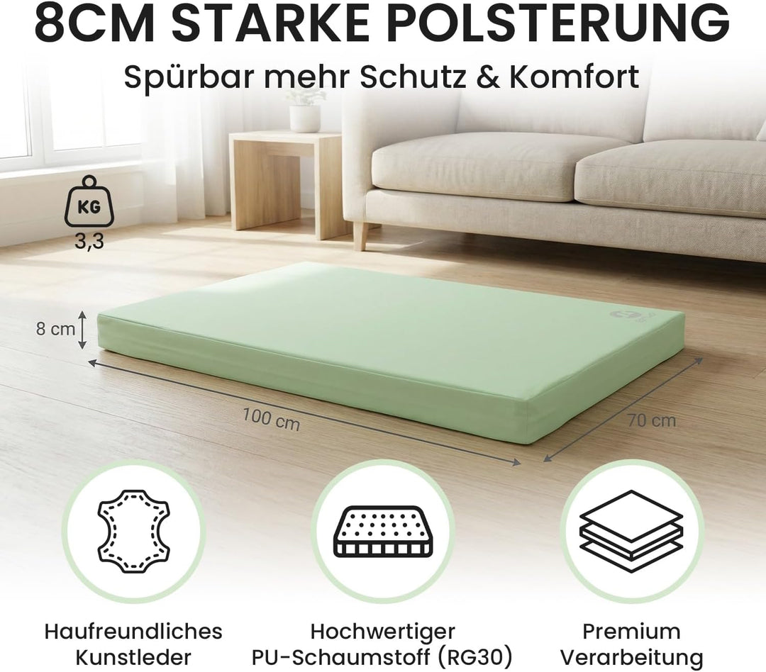 Jeflex - Weichbodenmatte & Turnmatte 100 x 70 x 8 cm MADE IN GERMANY/Gymnastikmatte tragbar/platzspa