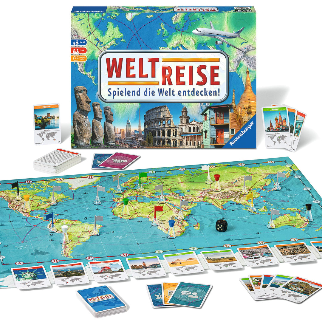 Ravensburger Familienspiel 26888 - Weltreise - Familienklassiker ab 8 Jahren - Gesellschaftsspiel, R