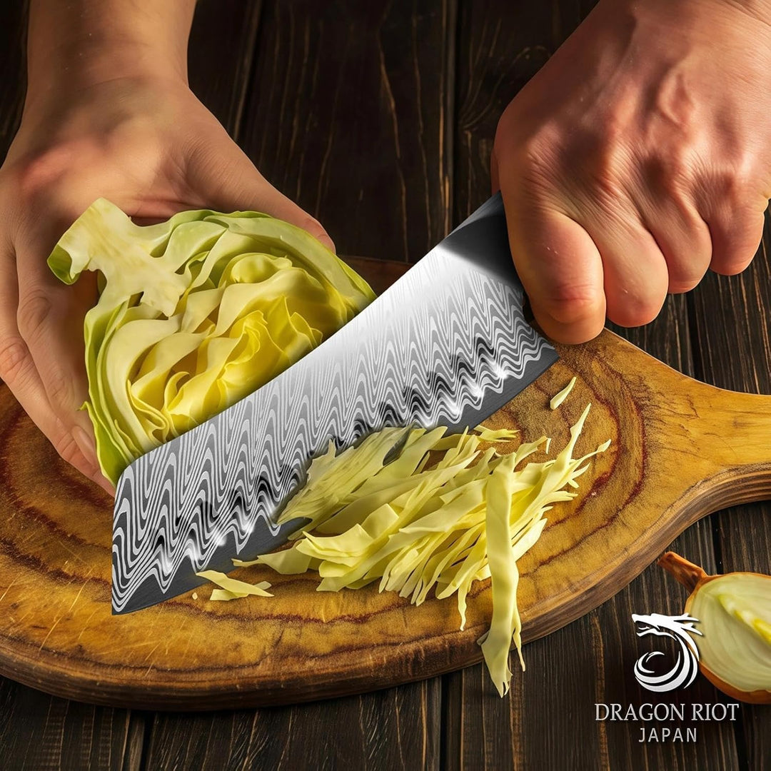 DRAGON RIOT Santoku-Messer - Professionelles Kochmesser Profi Messer mit Harzgriff, Scharfe Küchenme
