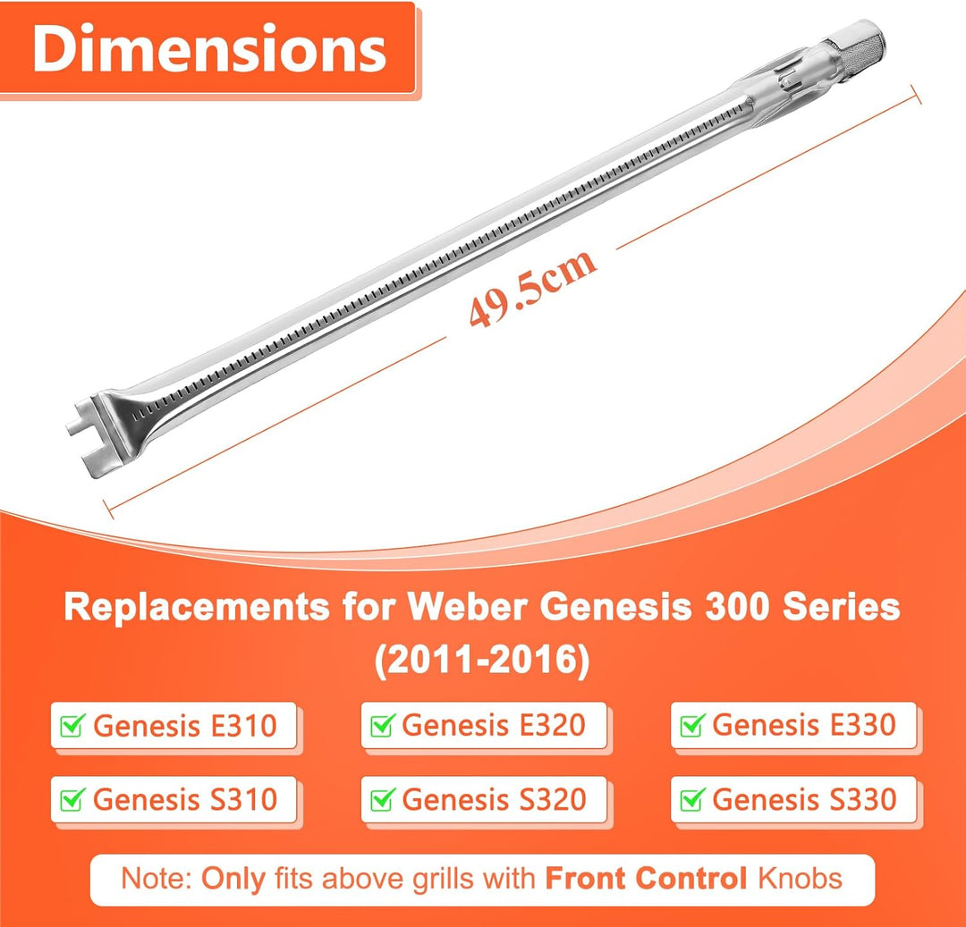 GFTIME 49,5 x 33cm 7528 Grillrost Edelstahl,62752 Brenner 49,5cm Flavorizer Bars 7620 für Weber Gene