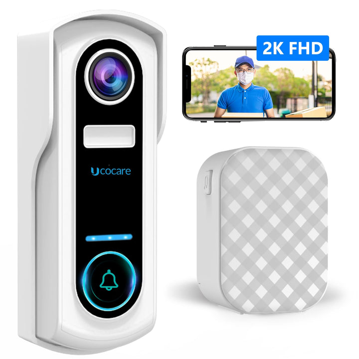 WLAN Video Türklingel mit Kamera, UCOCARE 2K 4MP Video, Nachtsicht, IP67, SD &amp; Cloud Speicher, Video