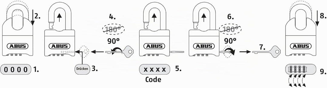 Abus - 190/60 60mm Kombinationsschloss Geschlossen Schäkel Carded 35833 - ABU.