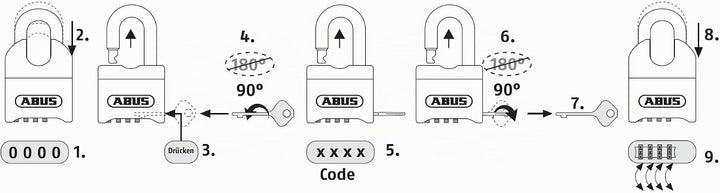 Abus - 190/60 60mm Kombinationsschloss Geschlossen Schäkel Carded 35833 - ABU.