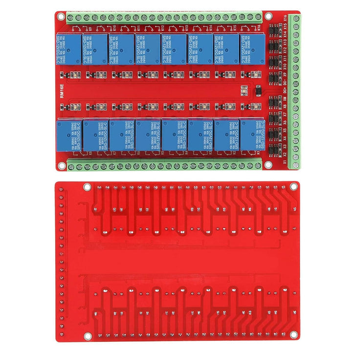 Relaisplatine, 16-Kanal-Relaismodul Schnittstellenplatine High Low Level Trigger DC 5/12/24V Schnitt