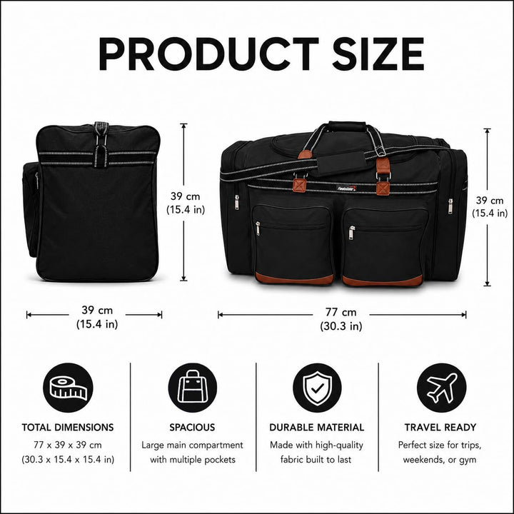 Foolsgold Extra grosse 120L Reisetasche Holdall Tasche Schwarz, Schwarz