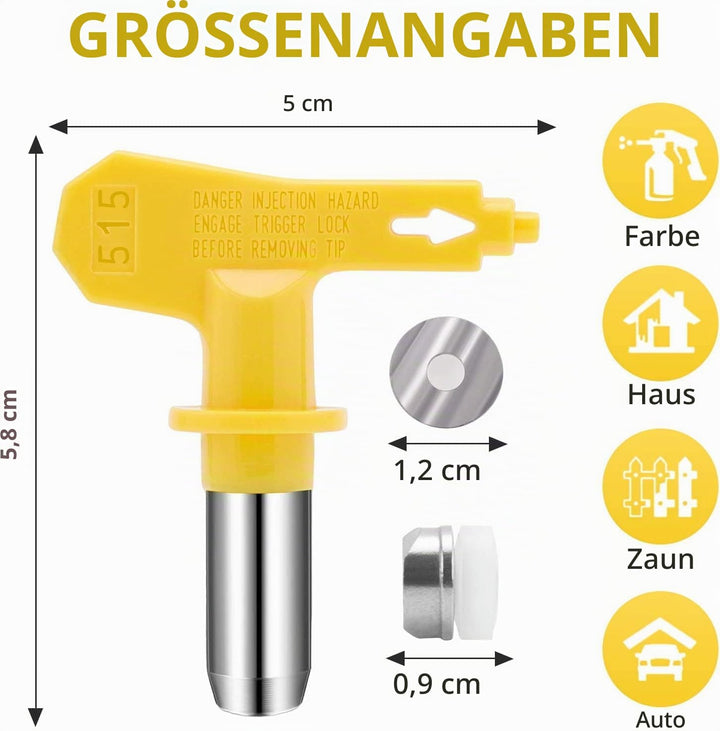 Airless Düse mit Spitzendichtung, 6 Stück Reversible Sprühspitzen,Spray Maschinenspitze Verschleissf