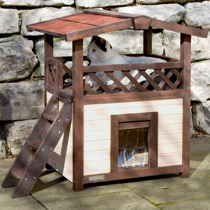 Kerbl Pet Katzenhaus 4-Seasons Deluxe mit Aussichtsplattform, für Sommer und Winter, wärmeisoliert,