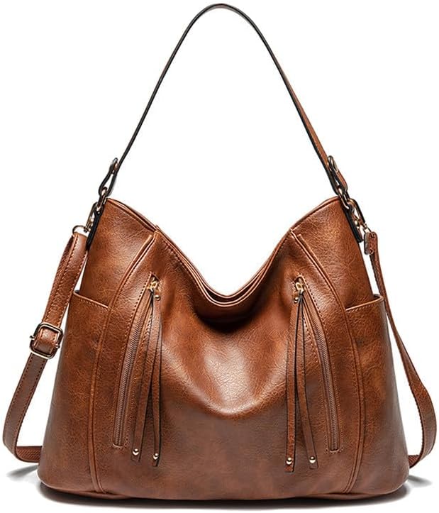 Coolives Damen Hobo Tasche aus PU-Leder Handtasche Damenhandtasche Vintage Schultertasche Hobos Dame