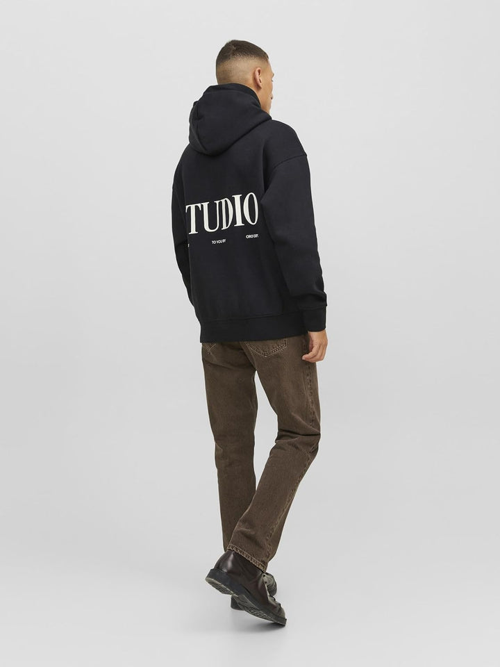 JACK & JONES Male Kapuzenpullover Gedruckt Kapuzenpullover S Schwarz, S Schwarz