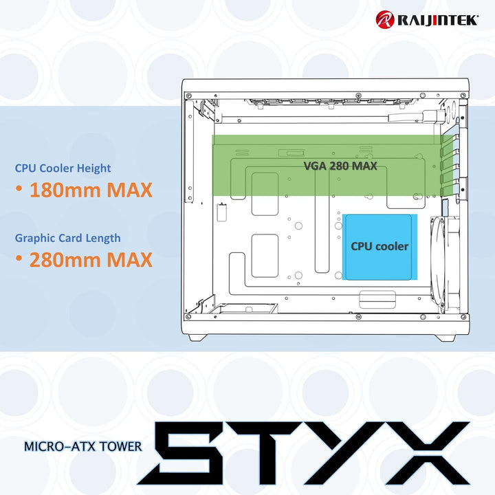 RAIJINTEK Styx Micro-ATX Tower Computer Fall – Schwarz, schwarz
