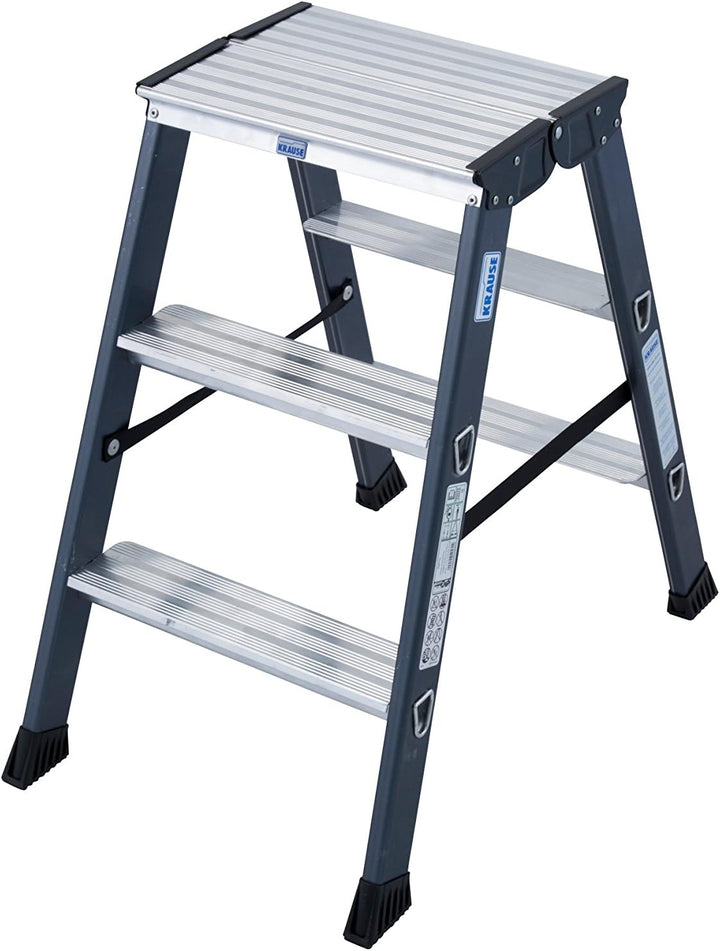 KRAUSE Doppelleiter Sepro D eloxiert, 2 x 3 Stufen, 125804