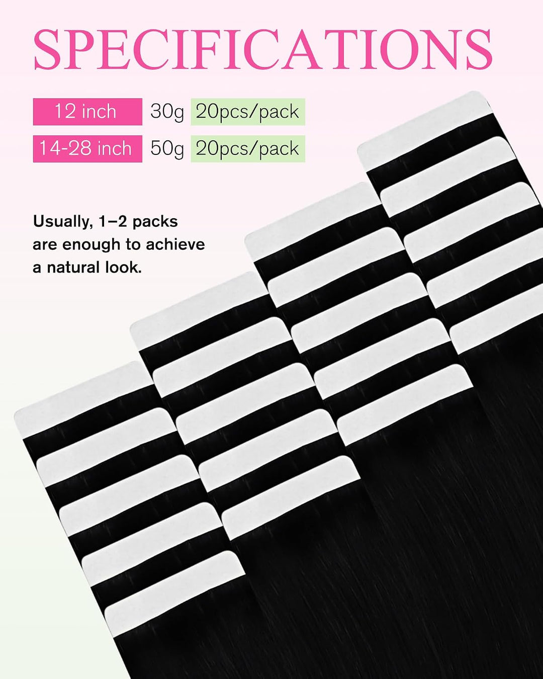 YoungSee Tape Extensions Echthaar Schwarz 35 cm Tape in Extensions Schwarz Tape in Extensions Echtha