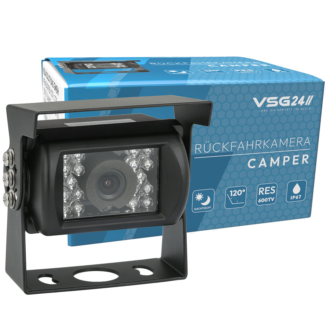 VSG24 Camper Rückfahrkamera Wohnmobil Wohnwagen/Rückfahrsystem Camera/Nachtsicht & Wetterfest/einfac