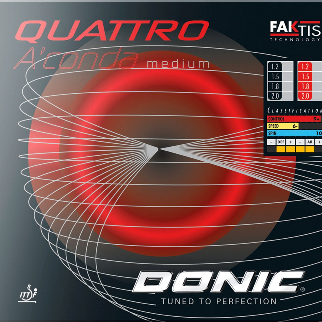 Donic Belag Quattro Aconda MEDIUM Schwarz 1,5 mm, Schwarz 1,5 mm