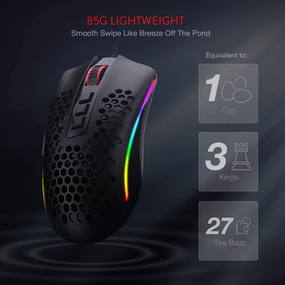 Redragon M808 Storm Leichtgewicht RGB Gaming Maus, 85g Ultraleichte Waben Design - 12.400 DPI Optisc