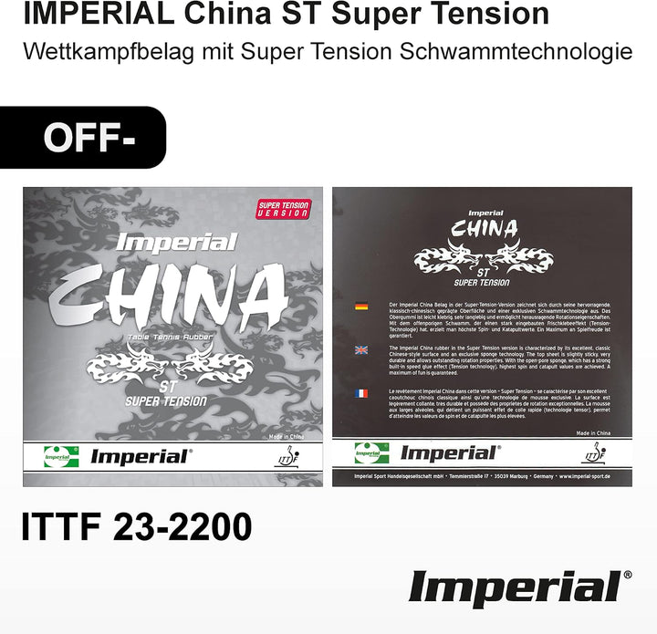 Imperial China ST Super Tension | China Tischtennis Belag | Noppen innen | Offensiv | ITTF Zulassung