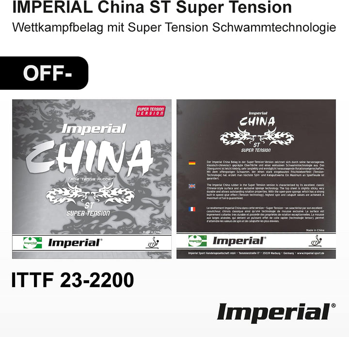 Imperial China ST Super Tension | Offensiv Tischtennisbelag | Noppen innen | Wettkampf &amp; Training |
