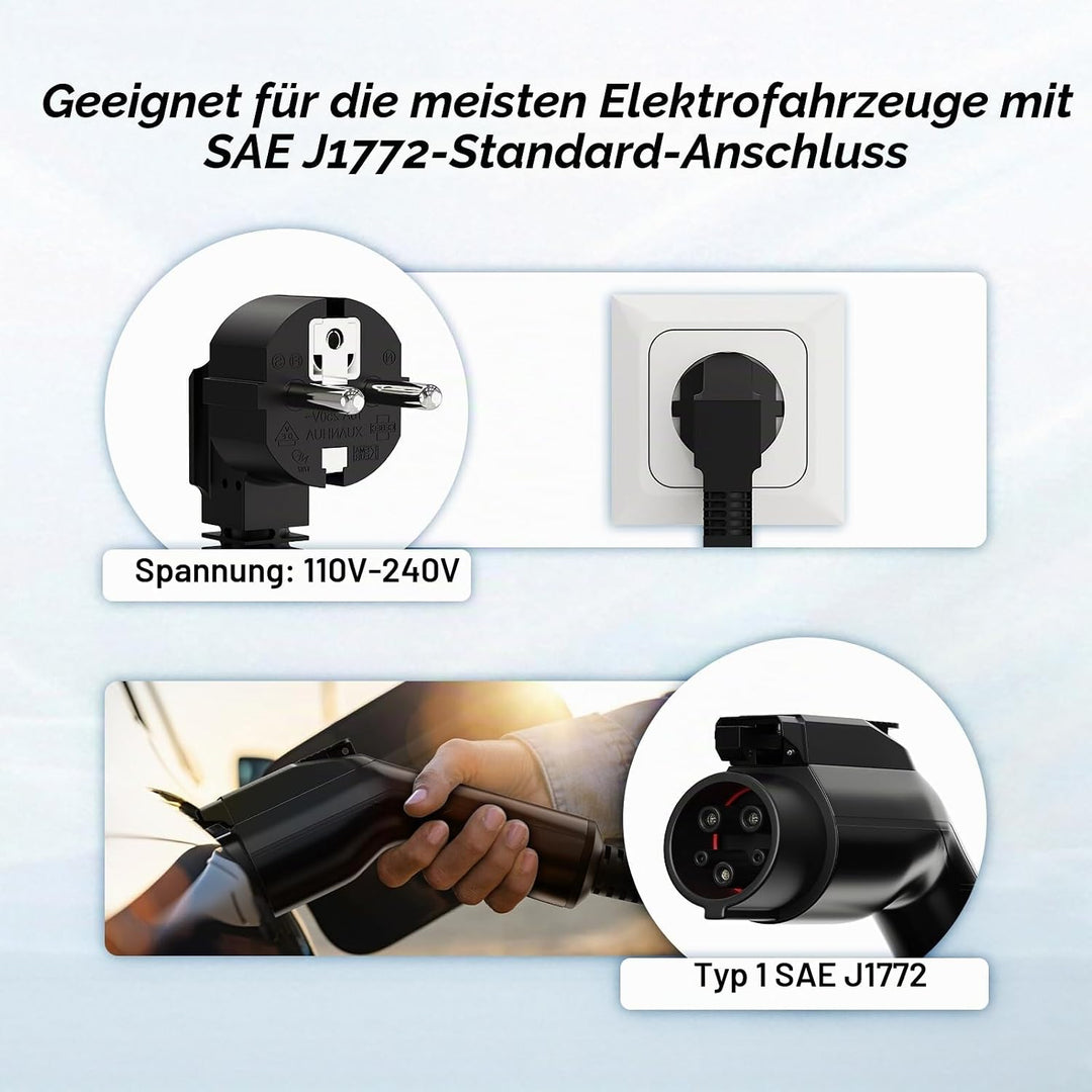 AFYEEV 3.6kw Ladekabel Typ 1, 6M Typ 1 Ladekabel, Ladekabel Elektroauto Typ 1 mit Schuko Stecker Ein