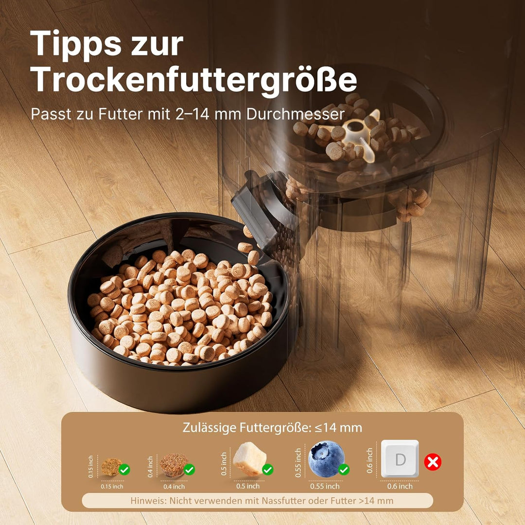 Futterautomat Katze, 5L Grosses Fassungsvermögen, 2.4GHz / 5GHz WiFi Smart Futterspender mit App Ste