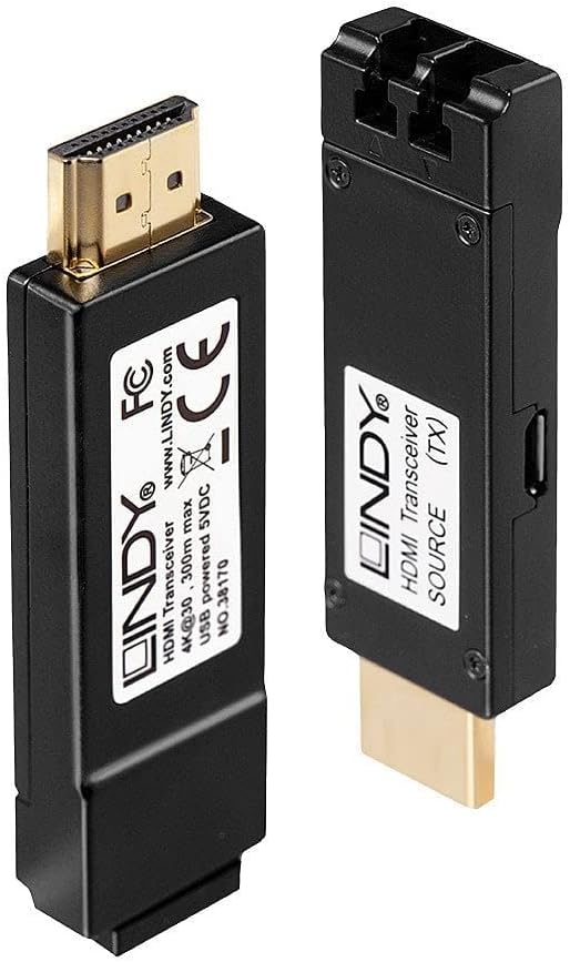 LINDY HDMI Extender 4K LWL 300m, Duplex LC Multimode 50/125 OM3, (nicht enthalten) Single, Single