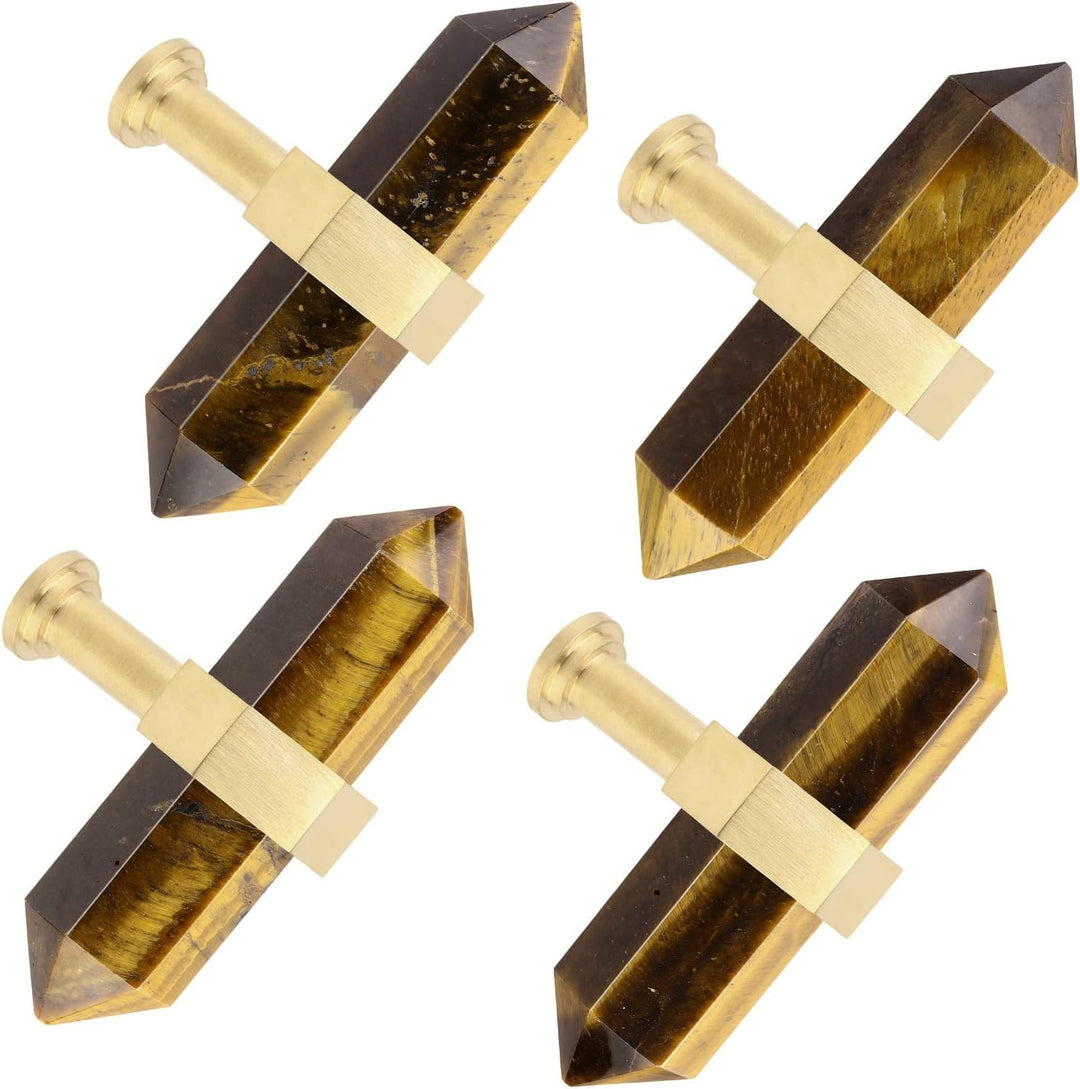 mookaitedecor Satz von 2 Tigerauge Sechseck Double Kristall Punkte Schublade Knöpfe mit Schrauben, C