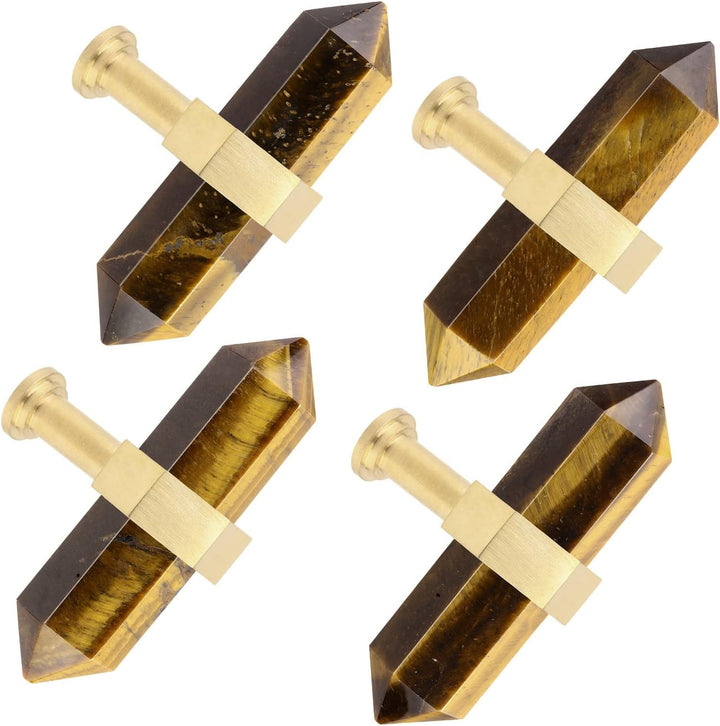 mookaitedecor Satz von 2 Tigerauge Sechseck Double Kristall Punkte Schublade Knöpfe mit Schrauben, C