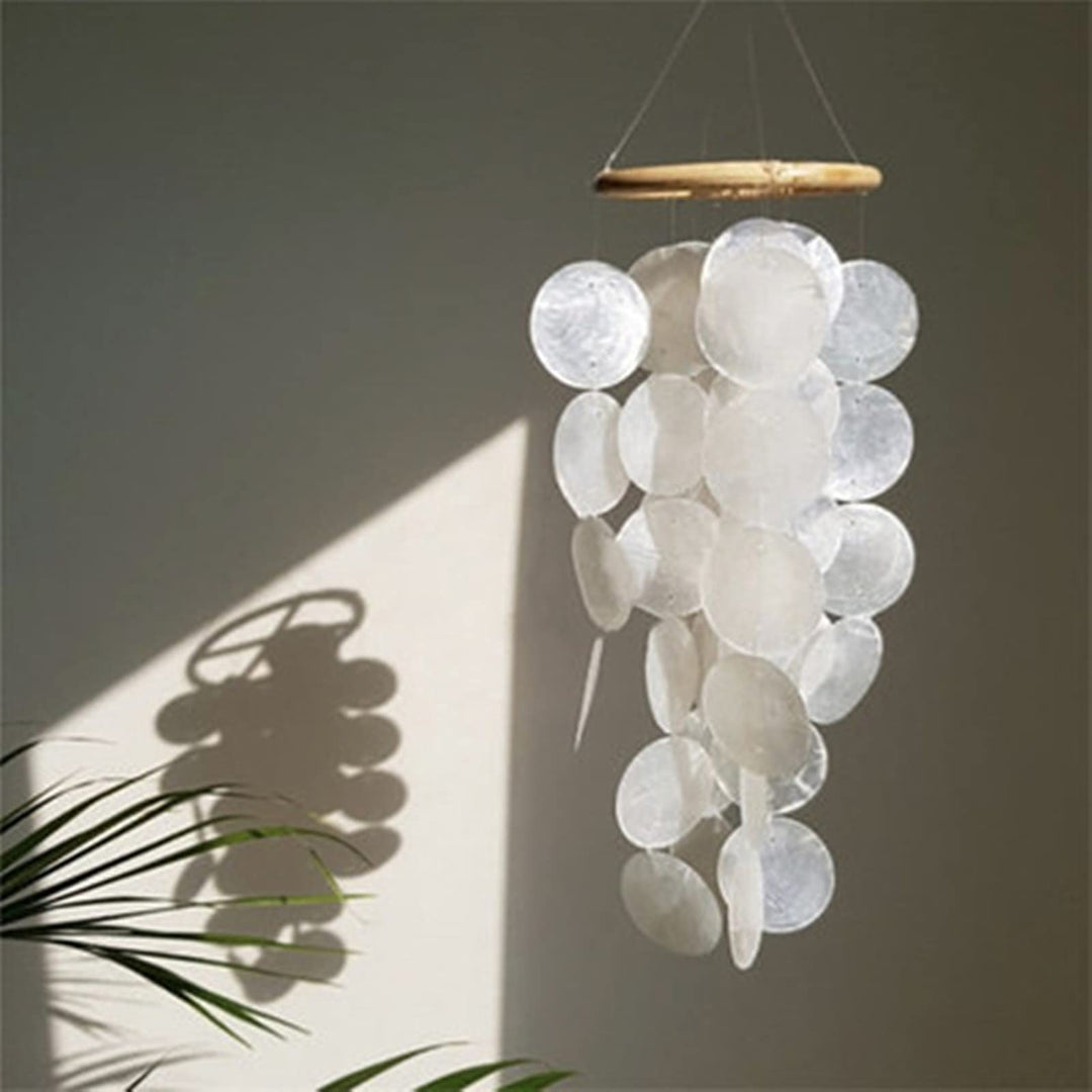 Windspiel Capiz-Muscheln-Perlmutt-Muscheln in Weiss für Heim Hängende Ornamente Kinderzimmer schmück