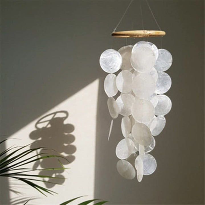 Windspiel Capiz-Muscheln-Perlmutt-Muscheln in Weiss für Heim Hängende Ornamente Kinderzimmer schmück