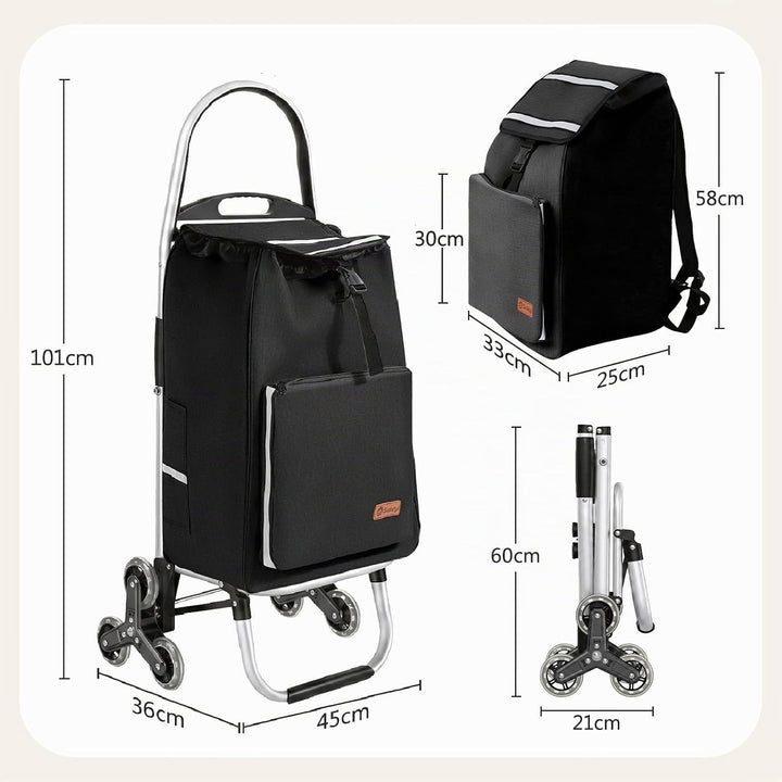 Sekey Einkaufstrolley klappbar, 3-in-1 Einkaufswagen (Einkaufstrolley, Sackkarre &amp; Rucksack), Leicht