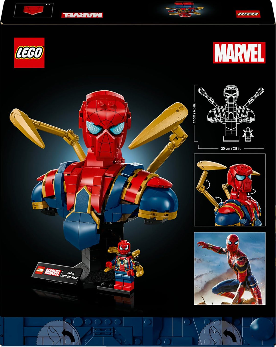LEGO | Marvel Iron Spider-Man Büste - Modellbau für Erwachsene - inkl. 2 beweglichen Armen, drehbare