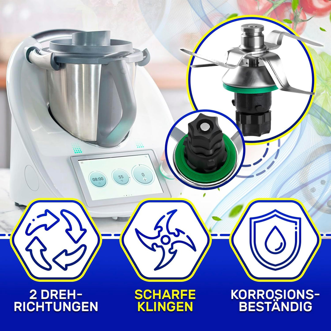 MONTERAL Satz Messer für Thermomix TM6 mit Dichtungsring - Ersatzmesser ist Hergestellt aus Rostfrei