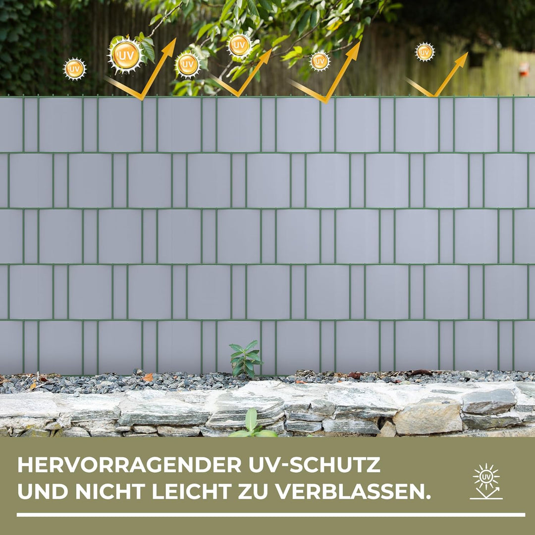 Sichtschutzstreifen Zaun 35 m x 19 cm inkl.20 Clips, PVC Sichtschutz Zaunfolie Sichtschutzstreifen D