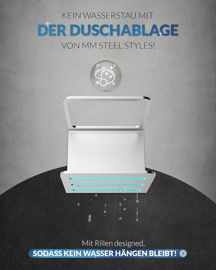 Edelstahl Shampoo Halterung für Dusche – Duschablage ohne Bohren klein – Einfache Montage mit Klebep