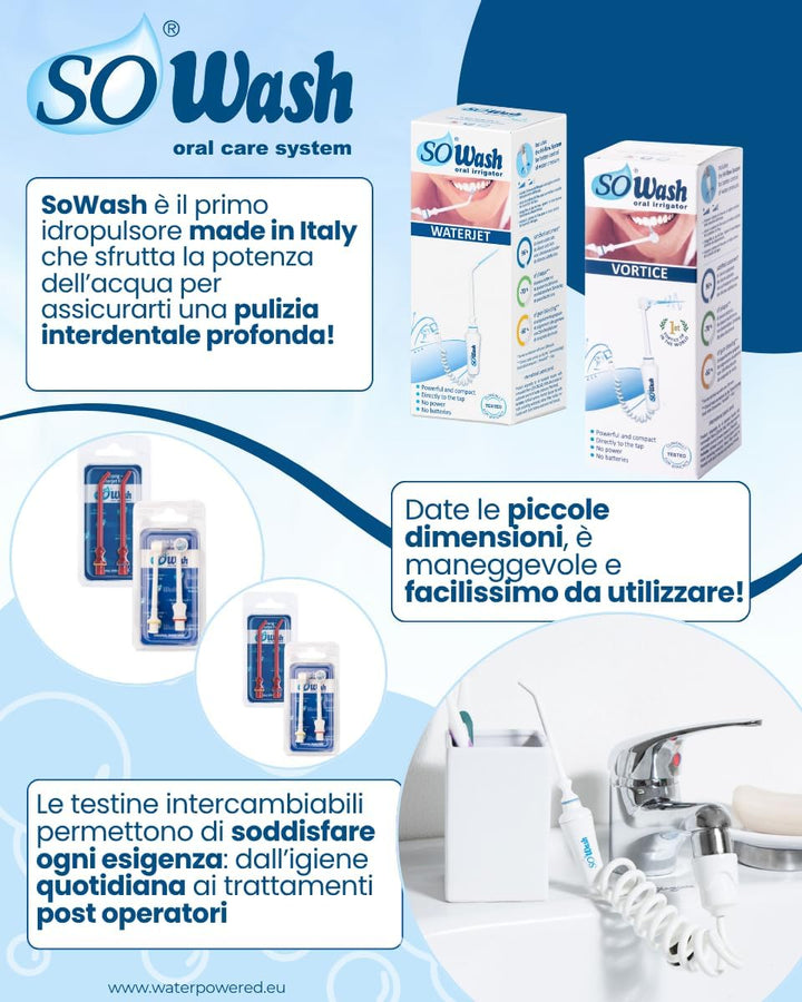 SoWash Munddusche | Waterjet | Verbindet mit dem Wasserhahn | Munddusche ohne Batterien und Strom |I