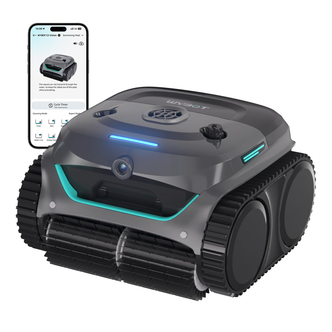 WYBOT (Neues Modell) C2 Vision-A Kabelloser Poolroboter Akku mit KI-Kamera, 8 Modi, starker Saugkraf