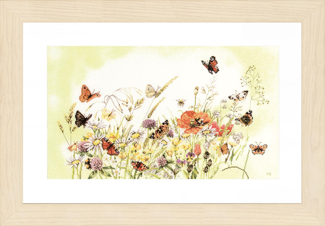 Lanarte Zählmusterpackung Schmetterlinge & Blumen Kreuzstichpackung, Baumwolle, Mehrfarbig, 56 x 32