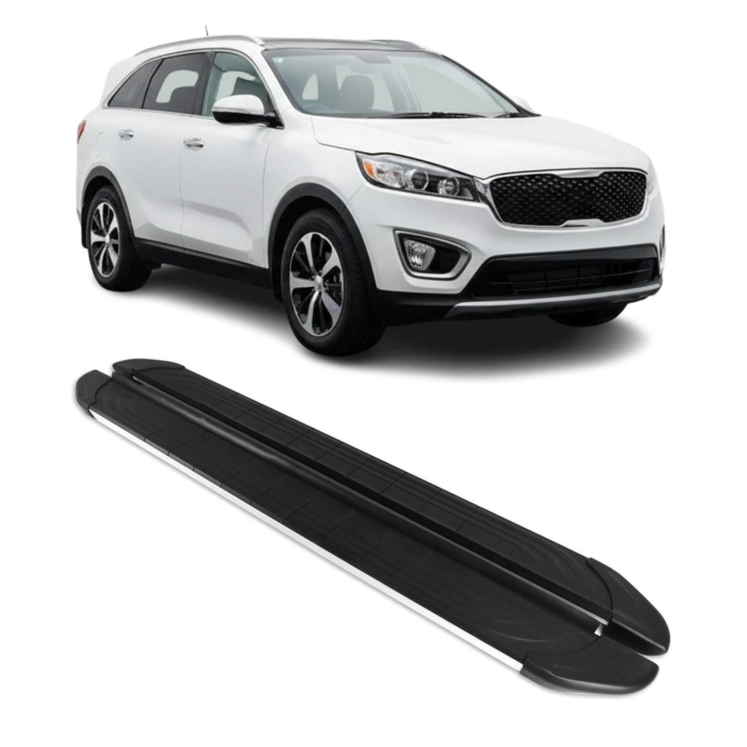 OMAC Trittbretter Seitenschweller kompatibel mit Kia Sorento 2012-2014 Aluminium Schwarz Silber APA